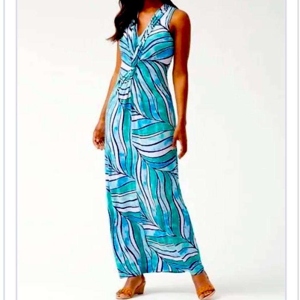 Tommy Bahama Blue and Green Patterned Maxi Dress